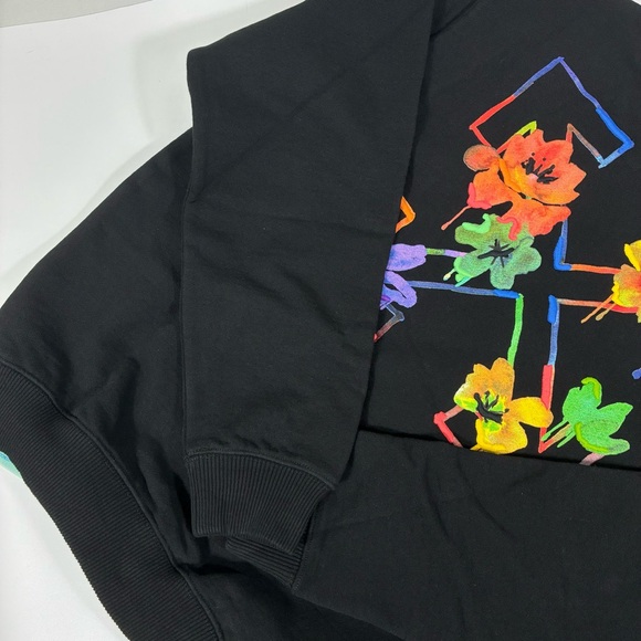 Off-White Floral Arrow Cotton Crewneck Sweatshirt Small Black NWT - Picture 13 of 15